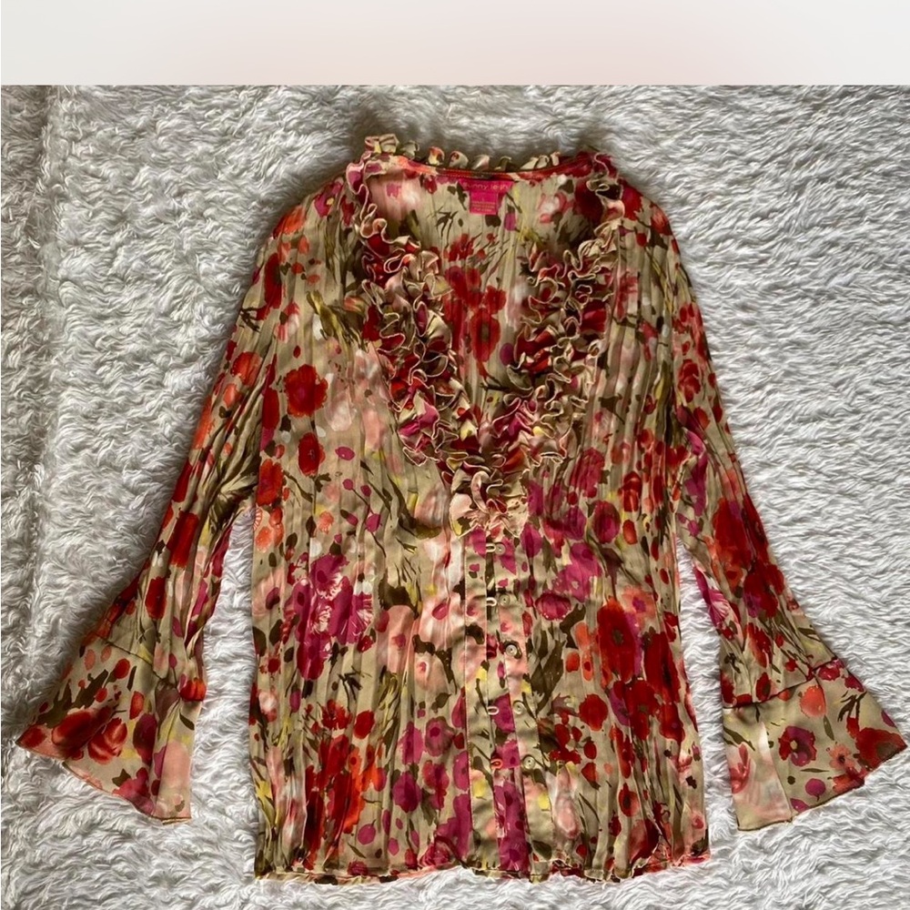 Sunny Leigh Multicolor Floral Ruffle Blouse